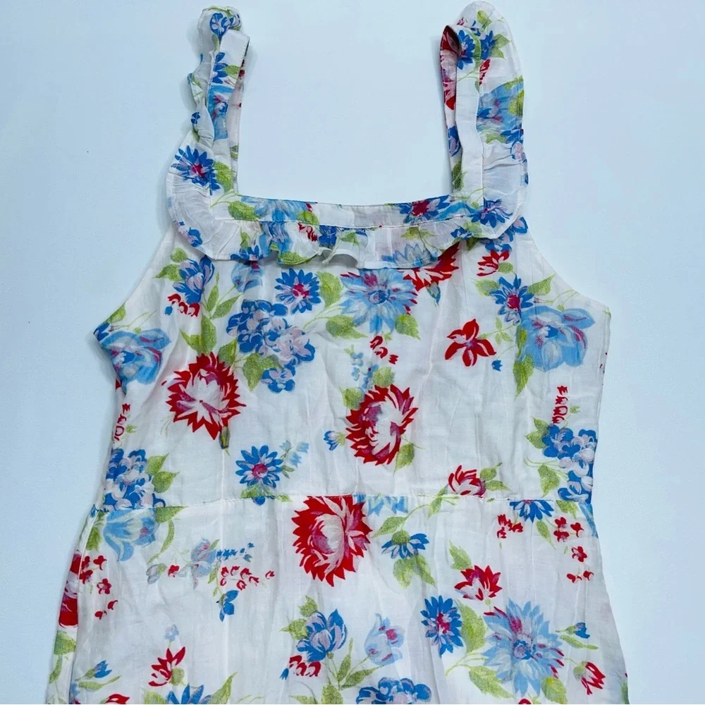 Love Shack Fancy Weslan Midi Dress Cherry Skies Womens Size 4 Lined Cotton Silk - Picture 14 of 15